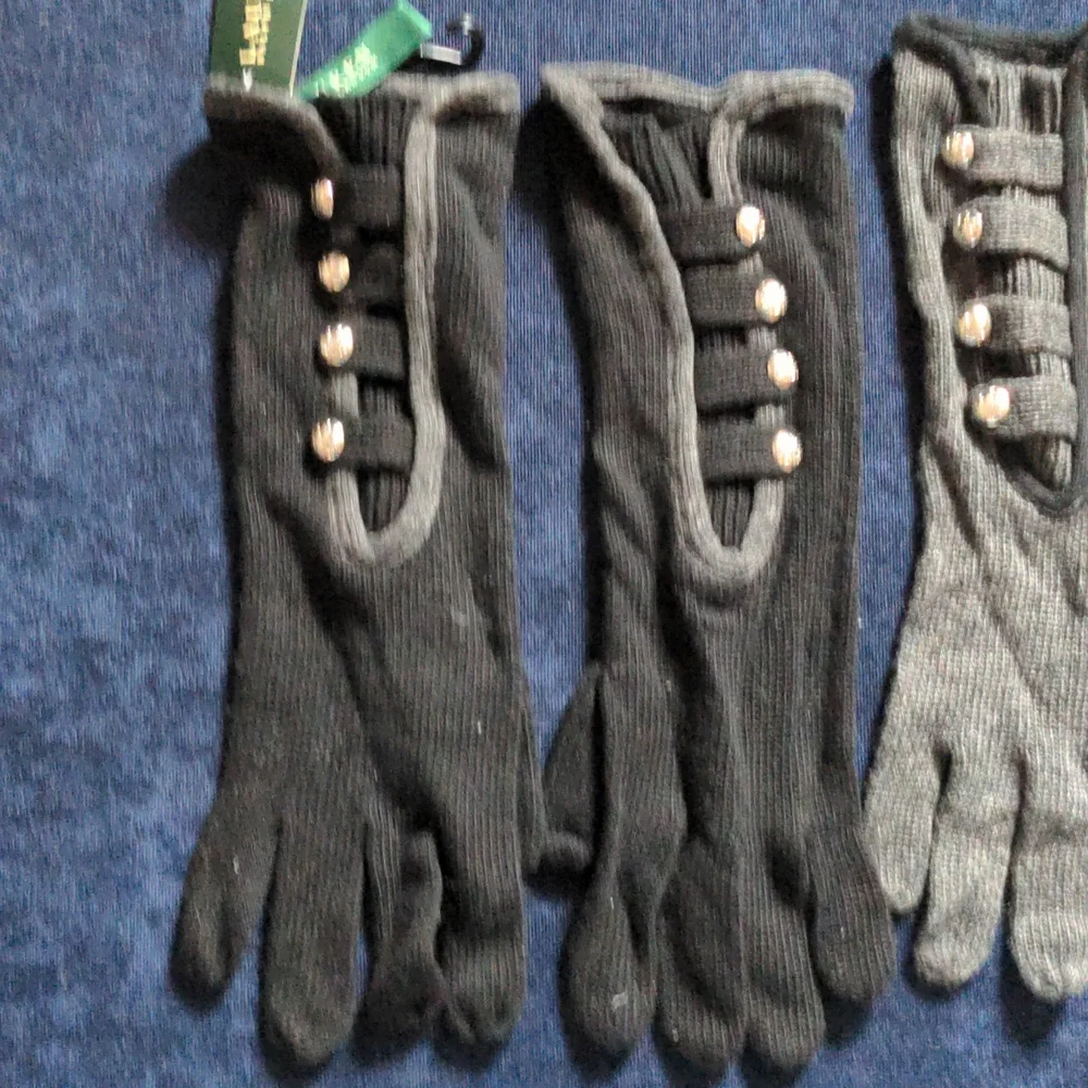 LAUREN Ralph Lauren Wool/Cashmere blend knit gloves, 3 pairs, black pair is NWT - Picture 5 of 8